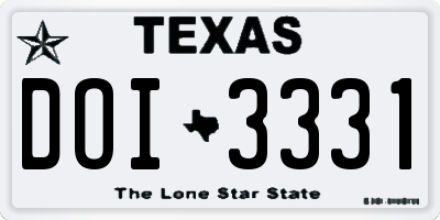 TX license plate DOI3331