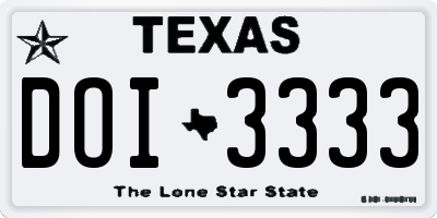 TX license plate DOI3333