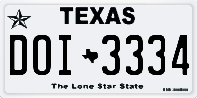TX license plate DOI3334