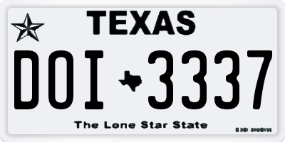TX license plate DOI3337