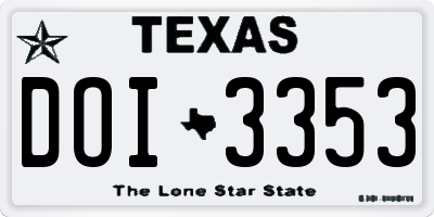 TX license plate DOI3353