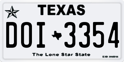 TX license plate DOI3354