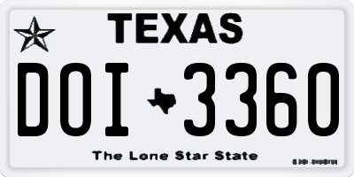 TX license plate DOI3360