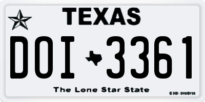 TX license plate DOI3361