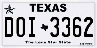 TX license plate DOI3362