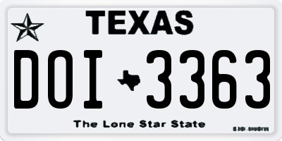 TX license plate DOI3363