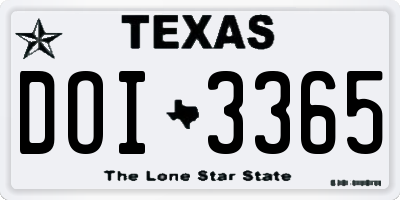 TX license plate DOI3365