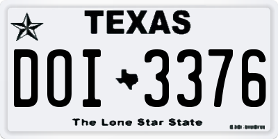 TX license plate DOI3376