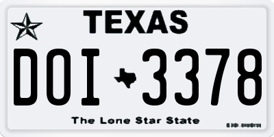 TX license plate DOI3378