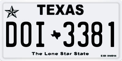 TX license plate DOI3381