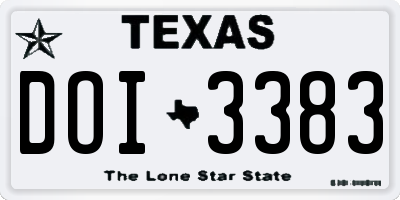 TX license plate DOI3383
