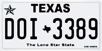 TX license plate DOI3389