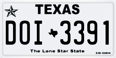 TX license plate DOI3391