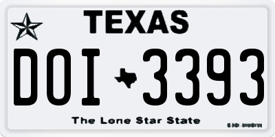 TX license plate DOI3393