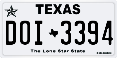 TX license plate DOI3394