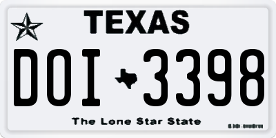 TX license plate DOI3398