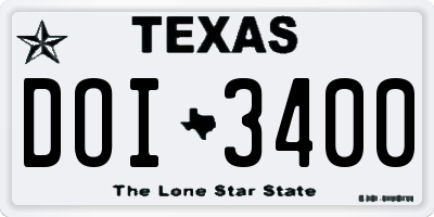 TX license plate DOI3400