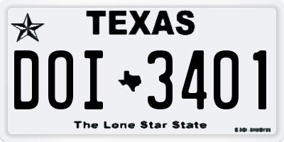 TX license plate DOI3401