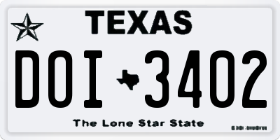 TX license plate DOI3402