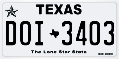TX license plate DOI3403