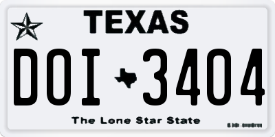 TX license plate DOI3404