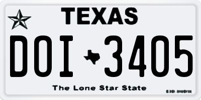 TX license plate DOI3405