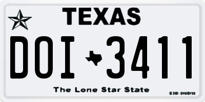 TX license plate DOI3411