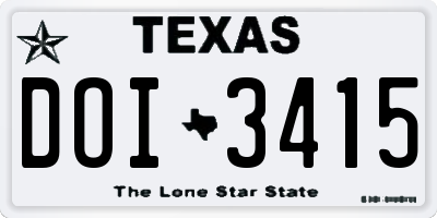 TX license plate DOI3415