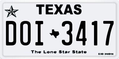 TX license plate DOI3417