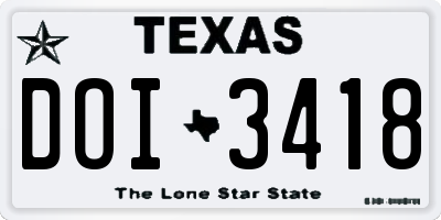 TX license plate DOI3418