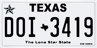 TX license plate DOI3419