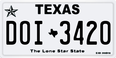 TX license plate DOI3420