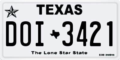 TX license plate DOI3421