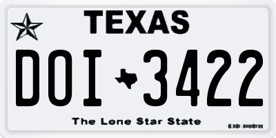 TX license plate DOI3422