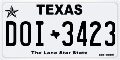 TX license plate DOI3423