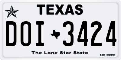 TX license plate DOI3424