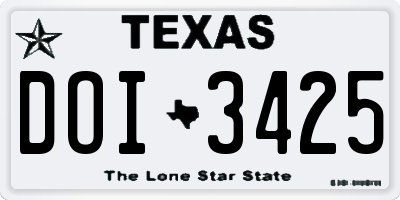 TX license plate DOI3425