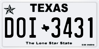 TX license plate DOI3431