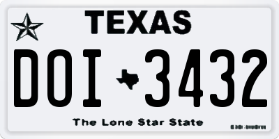 TX license plate DOI3432