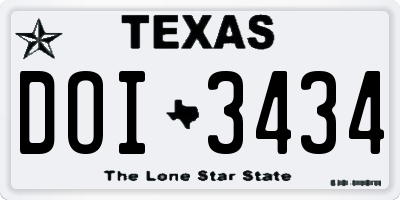 TX license plate DOI3434