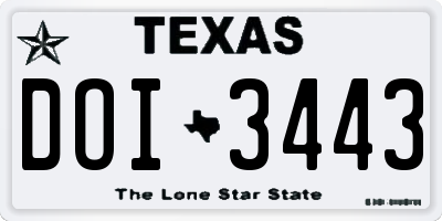 TX license plate DOI3443