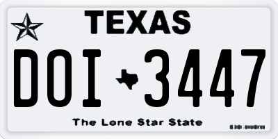 TX license plate DOI3447