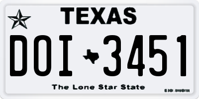 TX license plate DOI3451