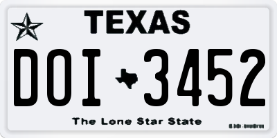 TX license plate DOI3452
