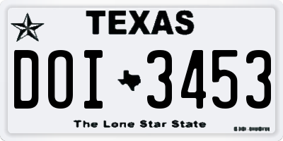 TX license plate DOI3453