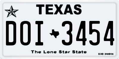 TX license plate DOI3454