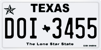 TX license plate DOI3455