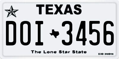 TX license plate DOI3456