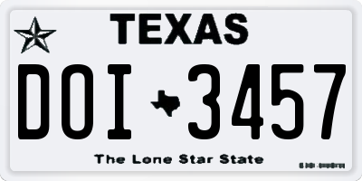 TX license plate DOI3457