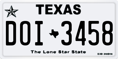 TX license plate DOI3458